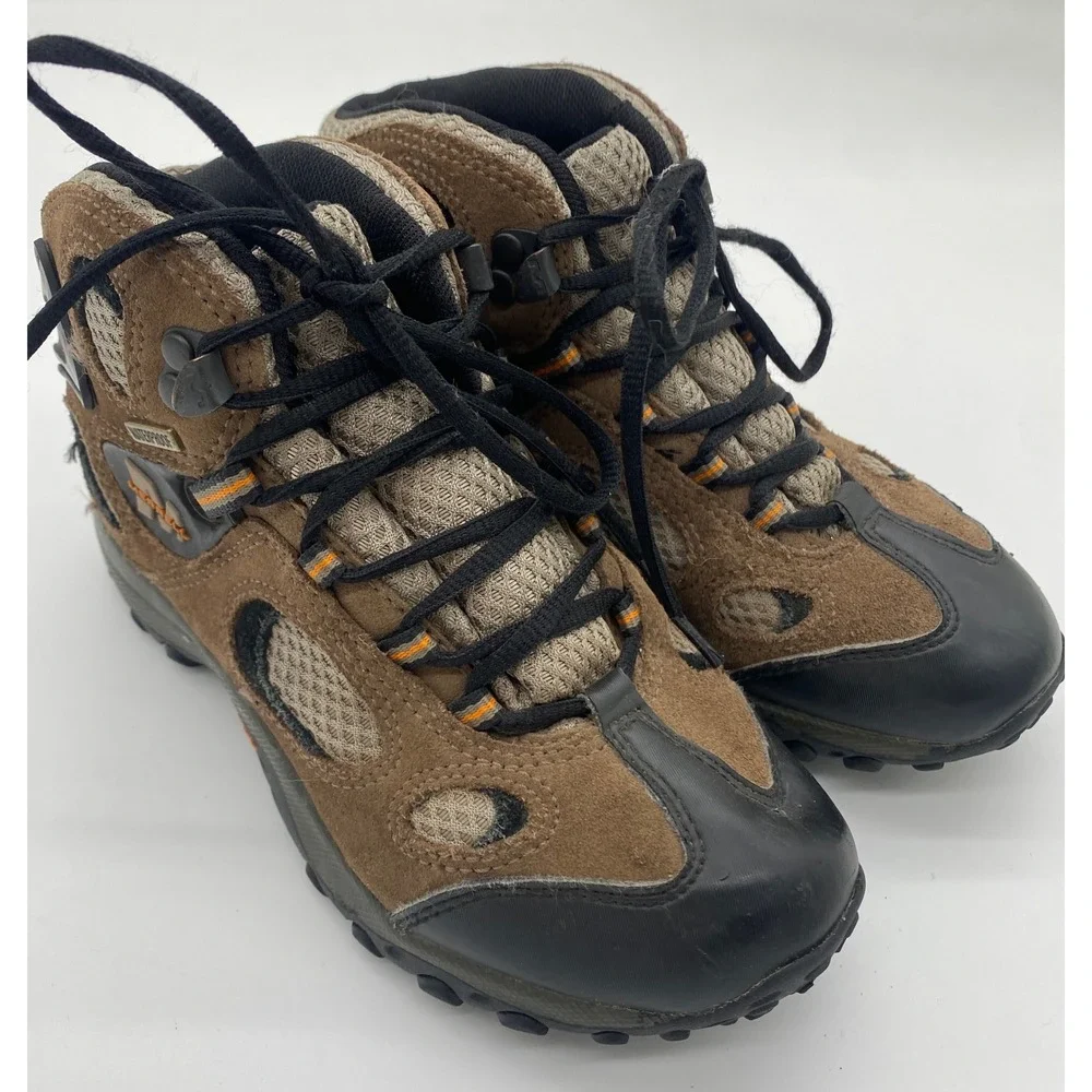 Merrell Chameleon Mid Waterproof Kids Hiking Boots Brown Grey 80033Y Size 1Y